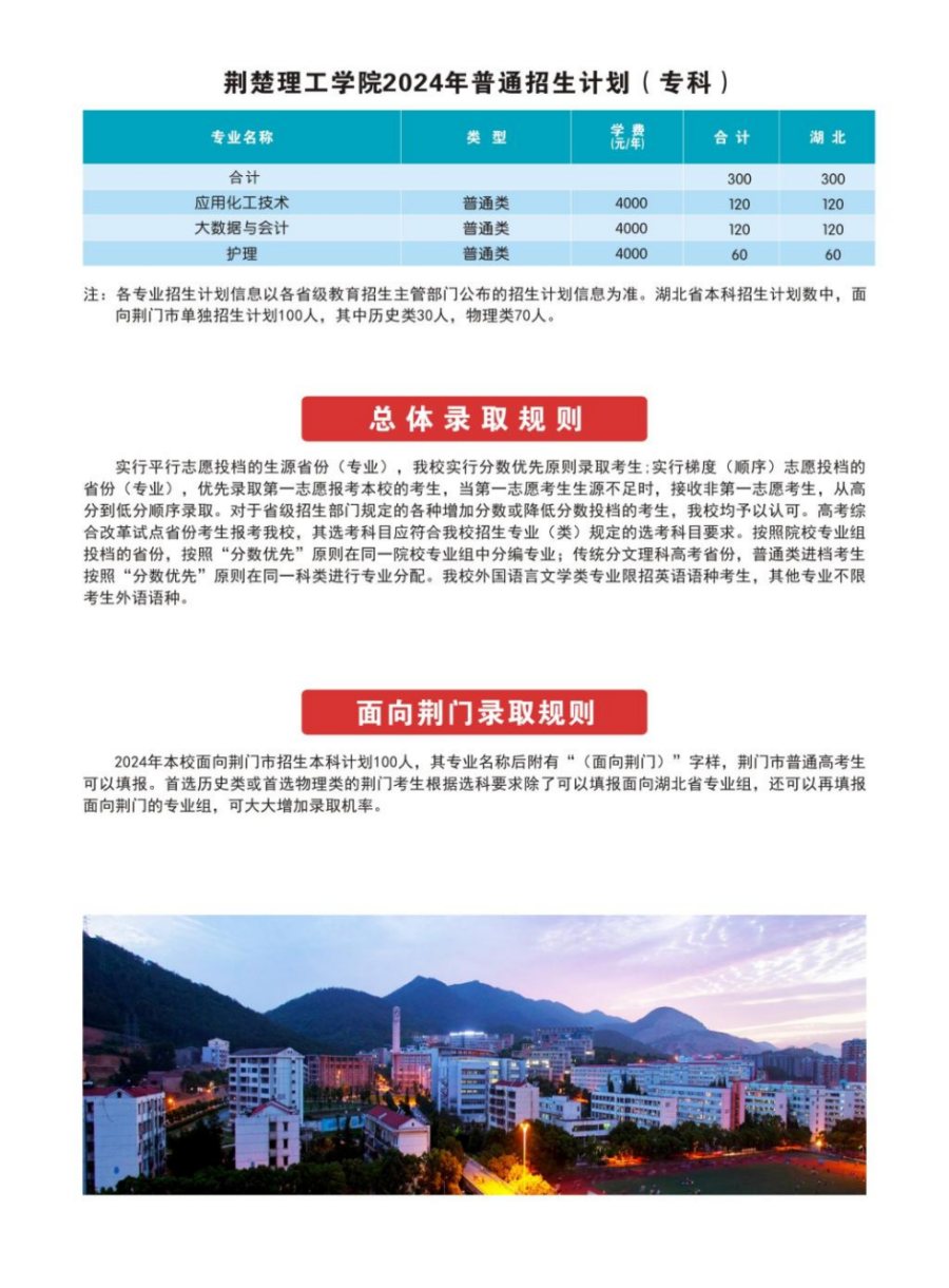 荊楚理工學(xué)院2024年報考指南