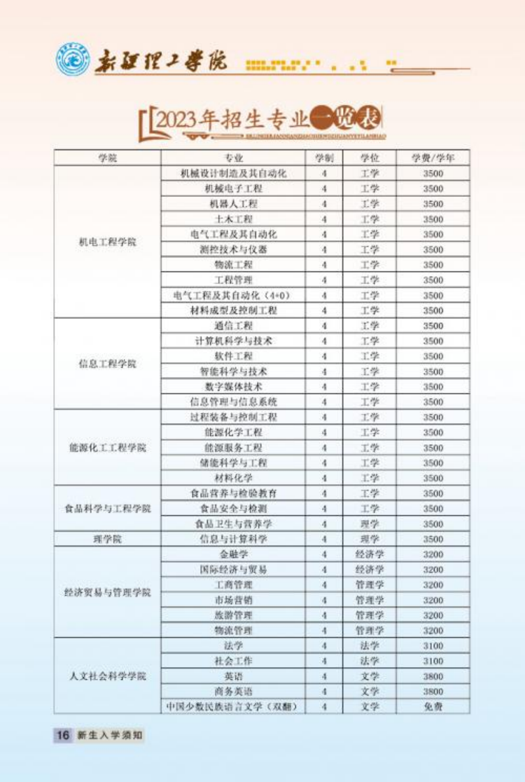 新疆理工學院2023年新生入學手冊